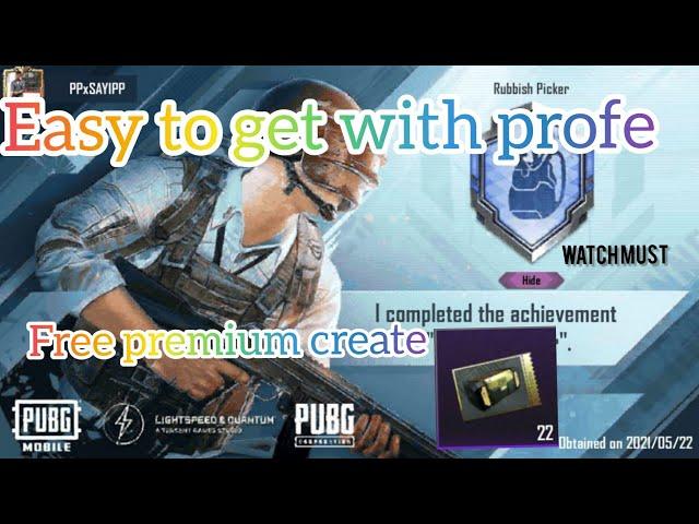 FREE PREMIUM CREATE | HOW TO COMPLETE RUBBISH PICKER ACHIEVEMENT [HIDDEN MISSION ] Pubg Mobile