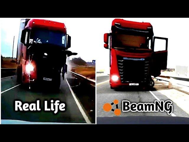 Real Life Crashes vs Beamng.drive | Side by side comparison | Compilation