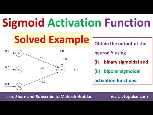 3. Sigmoid Activation Function Solved Example | Soft Computing | Machine Learning ANN Mahesh Huddar