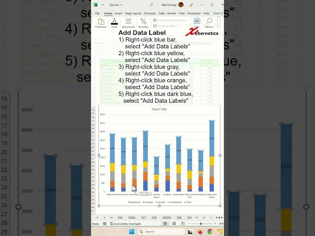 Add Total Values for Stacked Charts in Excel: Column & Bar Charts #tips #excel #shorts #fyp