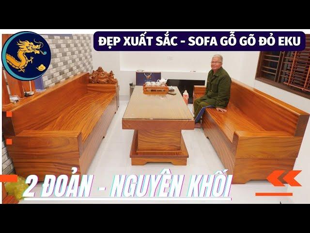  Bàn Giao Thực Tế - Bộ SOFA Nguyên Khối  mẫu đối 2 ĐOẢN dài đẹp mê || Gỗ Gõ Đỏ Eku