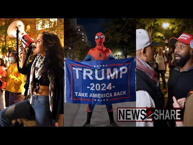 MAGA and Palestine supporters face off, rally in front of White House on 2024 election night