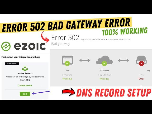 Error 502 Bad Gateway Error Problem [FIXED] | Ezoic DNS Record Resolve