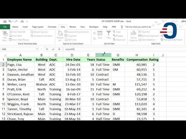 How to count row and column data with criteria using COUNTIF Excel Function