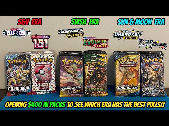 WOW!! Opening $400 IN POKEMON PACKS to determine which POKEMON ERA has the BEST PULLS!!