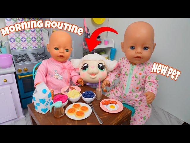 Baby Born doll Morning Routine Breakfast 