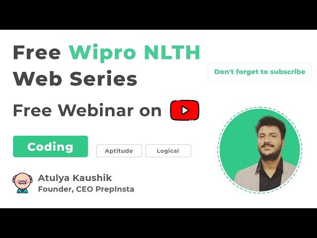 (Free) Wipro NLTH Web Series : Day 1 - Coding