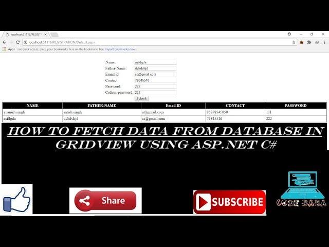 HOW TO FETCH DATA FROM DATABASE IN GRIDVIEW USING ASP.NET C#