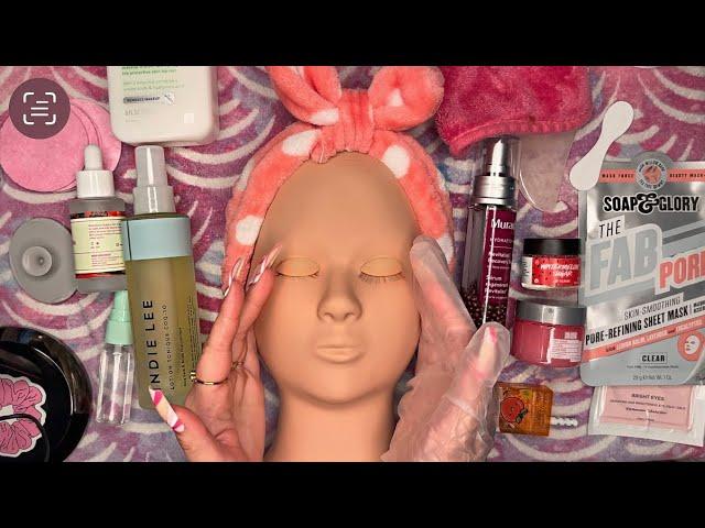 ASMR | Facial Skincare on A Mannequin ‍️ (soft whispering, tapping)