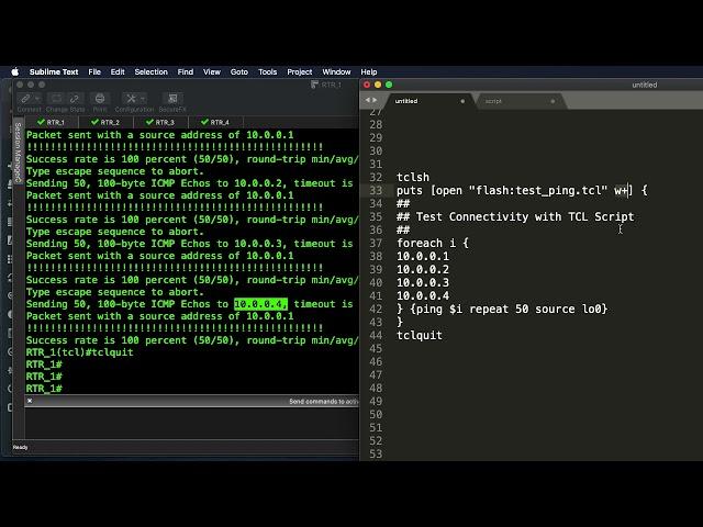 SIMPLE TCL SCRIPT FOR TESTING NETWORK CONNECTIVITY