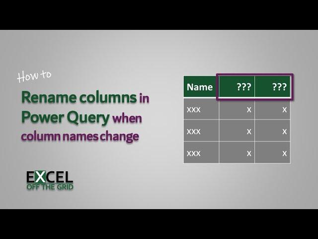 Rename columns in Power Query when names change | Excel Off The Grid