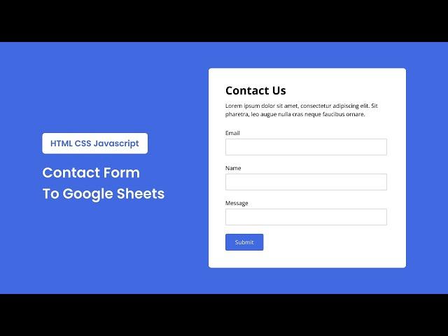 Contact Form To Google Sheets - HTML CSS Javascript