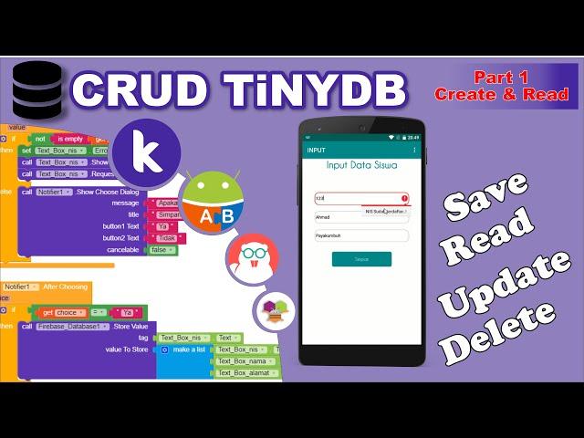 1. CRUD_TinyDB (Create Read) - Kodular | MIT App Inventor | Appybuilder | Thunkable