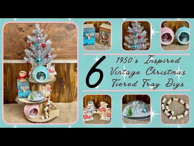 6 Easy Vintage Christmas Tiered Tray DIYs