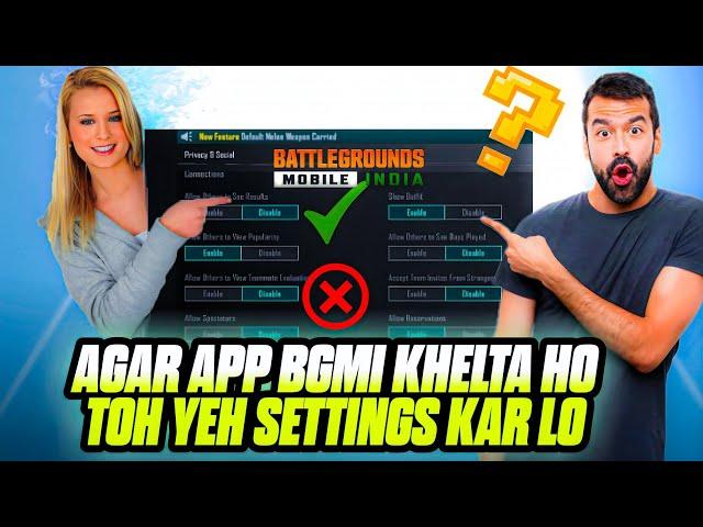 BGMI All New Basic & Advance settings | BGMI Privacy & Social settings Complete Guide #bgmi