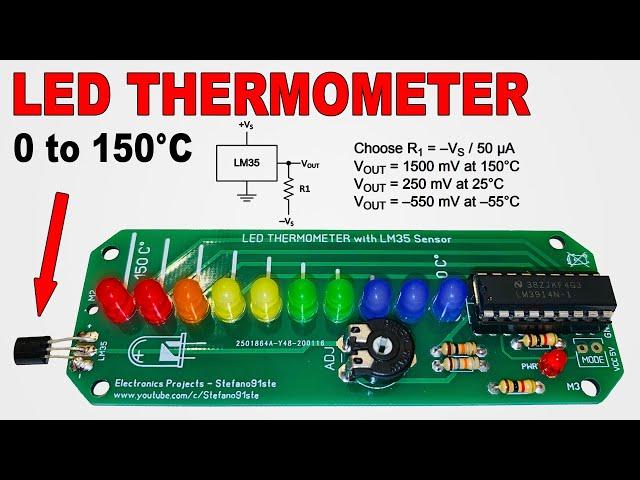 LED Thermometer with LM35 & LM3914 - PCB Tutorial