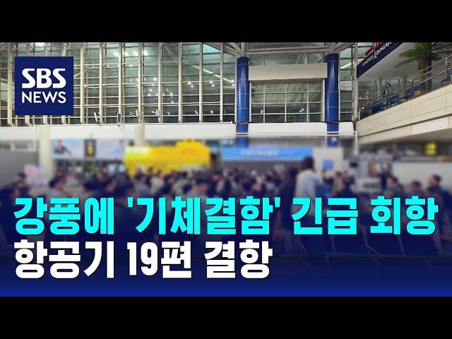 강풍에 '기체결함' 긴급 회항…항공기 19편 결항 / SBS