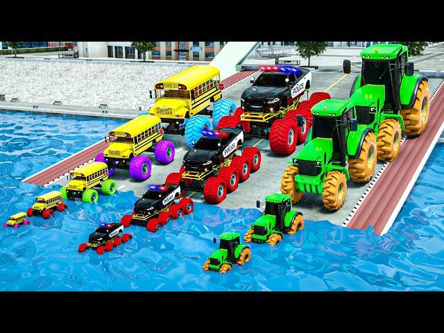 School bus, tractor and police car Lucas | Big wheels VS small wheels | Wheel of City Heroes (WCH)