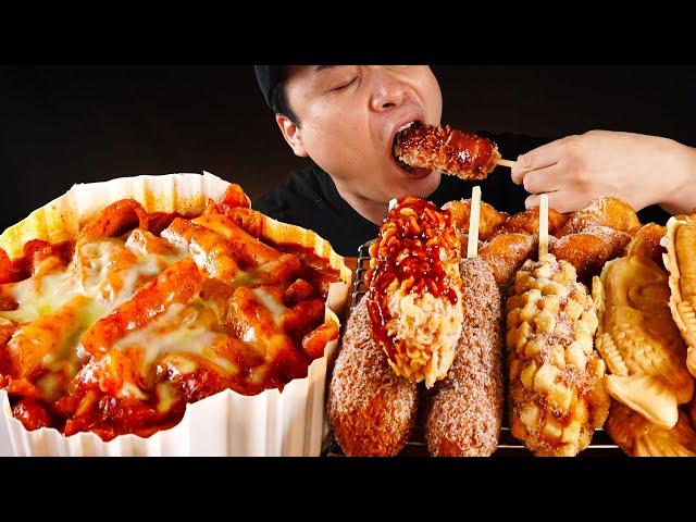 엽기떡볶이와 여러가지 명랑핫도그 먹방~!! 리얼사운드 ASMR social eating Mukbang(Eating Show)