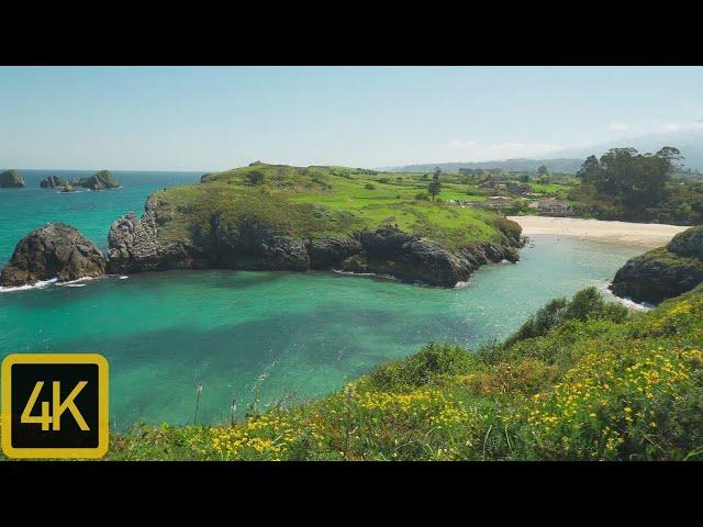 Playas de Poo y Celorio . Llanes. Playas de Asturias. 4K.