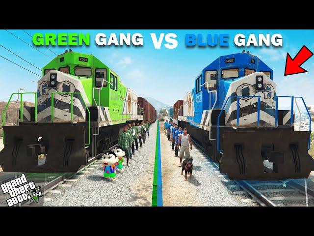 Franklin Blue Gang VS Shinchan Green Gang Train Challenge In GTA 5!