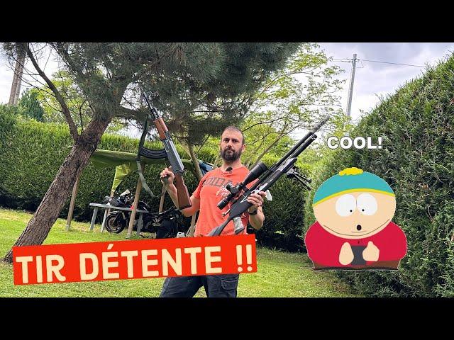 détente ! Tir avec la  M25 5.5mm et le ak47 airsoft 