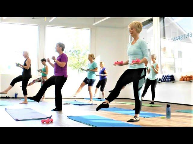 Pilates mit Hanteln,  Pilates with Weights.