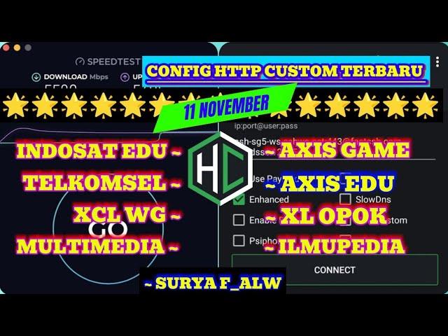 Update Config Http Custom || Axis Game Telkomsel Xl Indosat SSH Premium 11 November