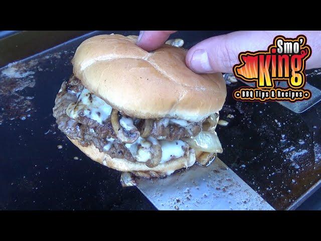 Mushroom & Swiss Smash Burgers on the Blackstone Griddle