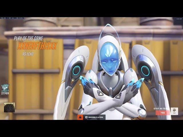 POTG! IDDQD ECHO GAMEPLAY OVERWATCH 2 SEASON 12 TOP 500