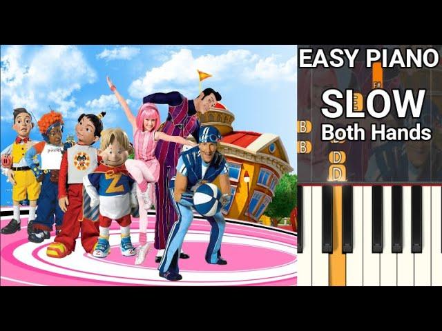 Lazy Town Theme Song (SLOW) Both Hands Easy Piano Tutorial