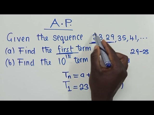 Arithmetic Progression (AP), find the 1st, 10th and nth term.