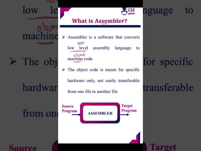 Assembler. #cd #compiler #compilerdesign #cseguru #cseguruvideos