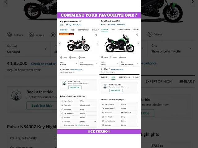 Bajaj Pulsar Ns 400Z vs Bajaj Dominar 400 Full Comparison Review