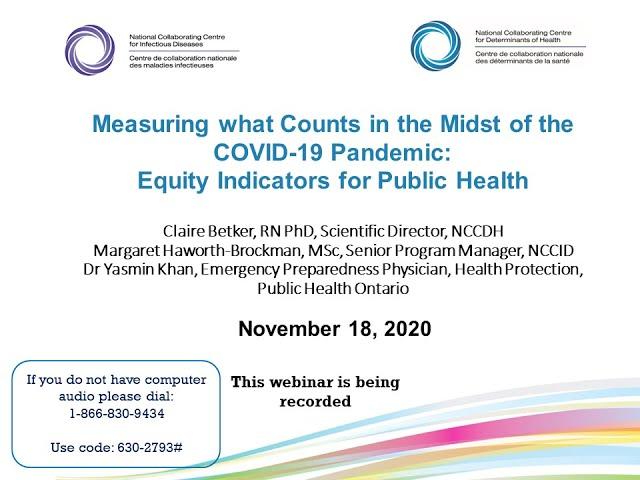 NCCDH webinar: Equity indicators for public health: Introduction (1 of 4)