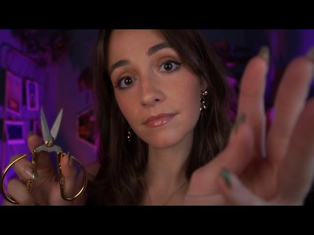 ASMR | Plucking Your Negativity Away  (gentle background rain ️)