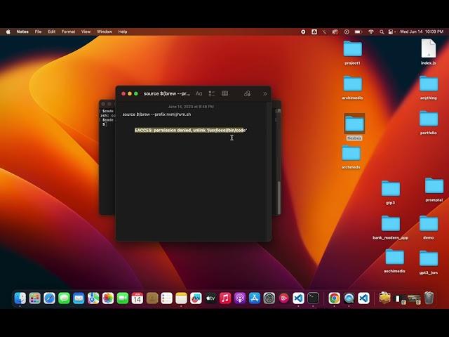EACCES: permission denied, unlink '/usr/local/bin/code' fixed vs code editor