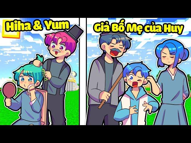 YUMMIE VÀ HIHA TROLL HUY NOOB BẰNG CÁCH GIẢ LÀM BA MẸ HUY NOOB TRONG MINECRAFT*YUMMIE HIHA TROLL 