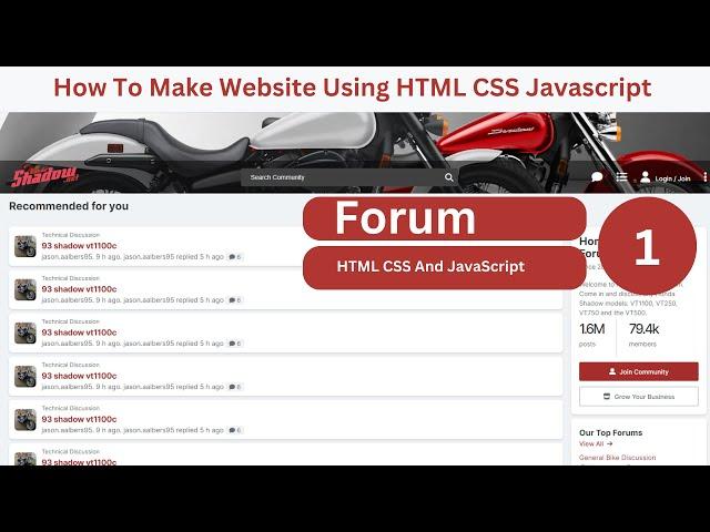 Building a Forum Website Step by Step HTML, CSS, and JavaScript Tutorial part - 1