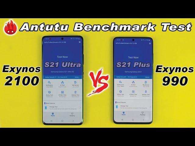 Samsung Galaxy S21 Ultra vs Samsung S20 Plus - Exynos 2100 vs Exynos 990 Antutu Benchmark Score Test