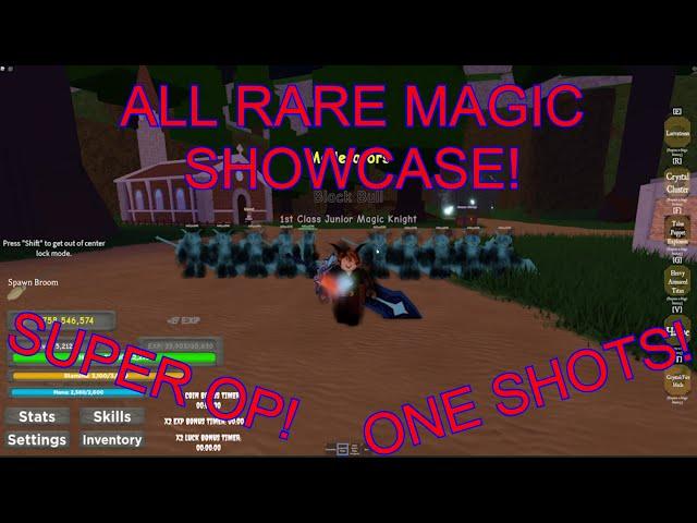 All Rare Magic Showcase! (SUPER OP!) | Black Clover Kingdom Grimshot Roblox