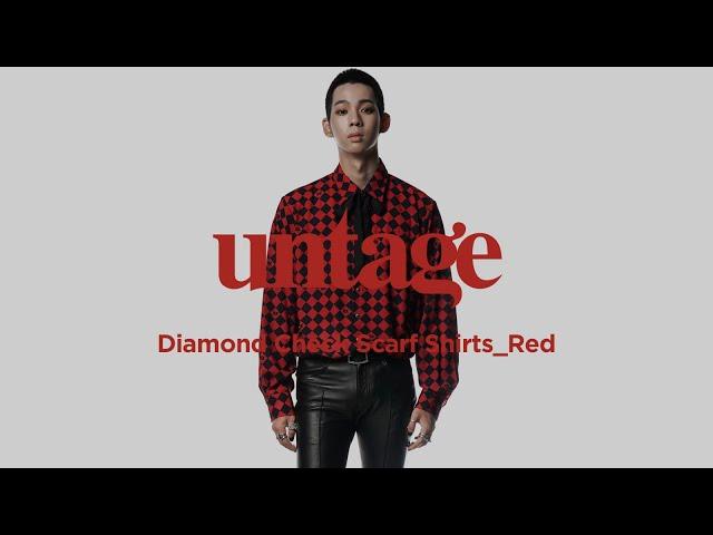 언티지 다이아몬드 체크 스카프 리본 셔츠 / UNTAGE DIAMOND CHECK SCARF RIBBON SHIRTS RED