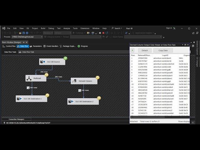 Creating SSIS Package Transformation by using Multicast and Derived column | SSIS Tutorial Part-18