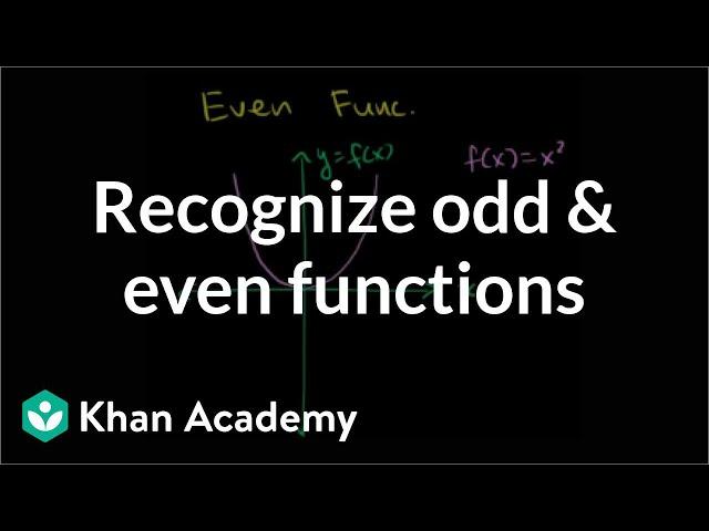 Recognizing odd and even functions | Functions and their graphs | Algebra II | Khan Academy