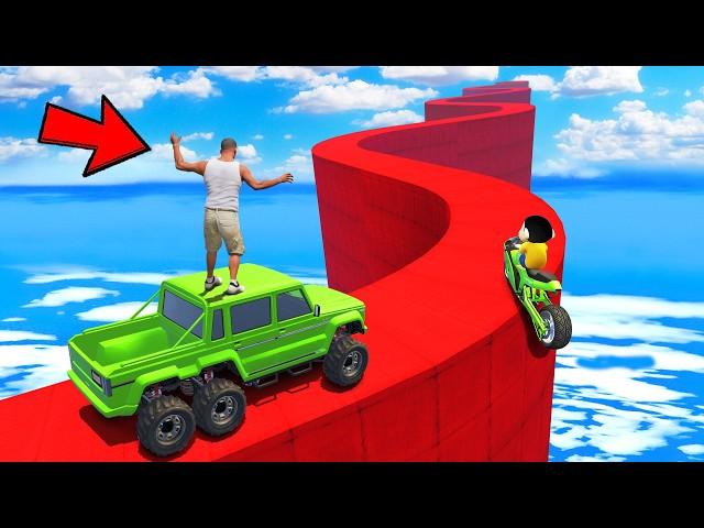 SHINCHAN AND FRANKLIN TRIED THE IMPOSSIBLE RED CURVY ROAD PARKOUR CHALLENGE GTA 5