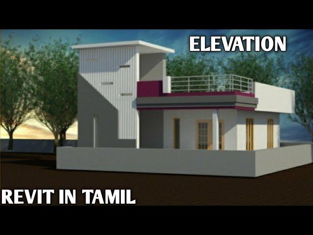 Exterior design Single floor house in revit.