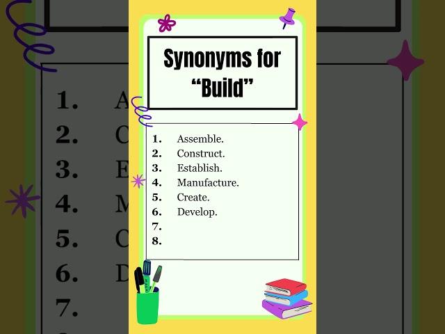 Synonyms | Synonyms for "Build" | Similar words | The Study Corner | #synonyms #shorts