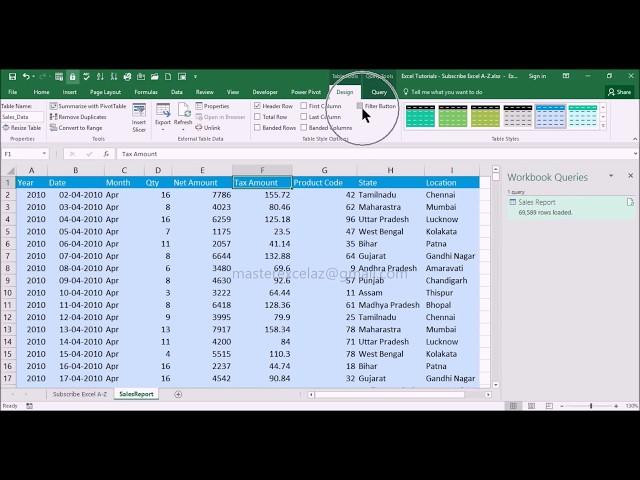 How to Enable & Disable Filter Button for Table in MS Excel 2016