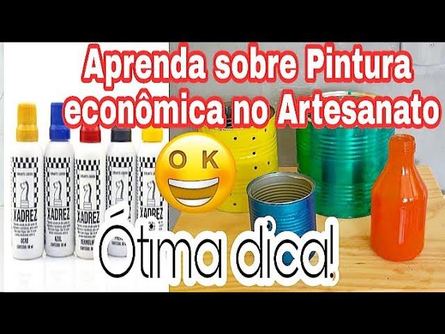 COMO PINTAR COM TINTA XADREZ E COLA PVA EM OBJETOS RECICLÁVEIS