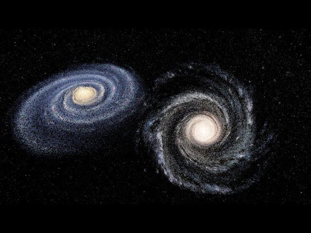 [Simulation] Andromeda galaxy colliding with the Milky Way